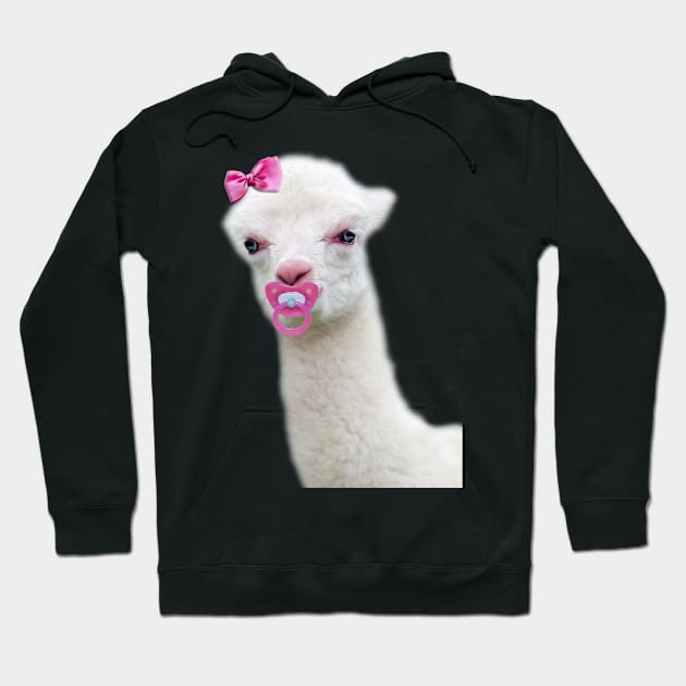 Baby Alpaca or Llama with pink pacifier Hoodie by janmarvin